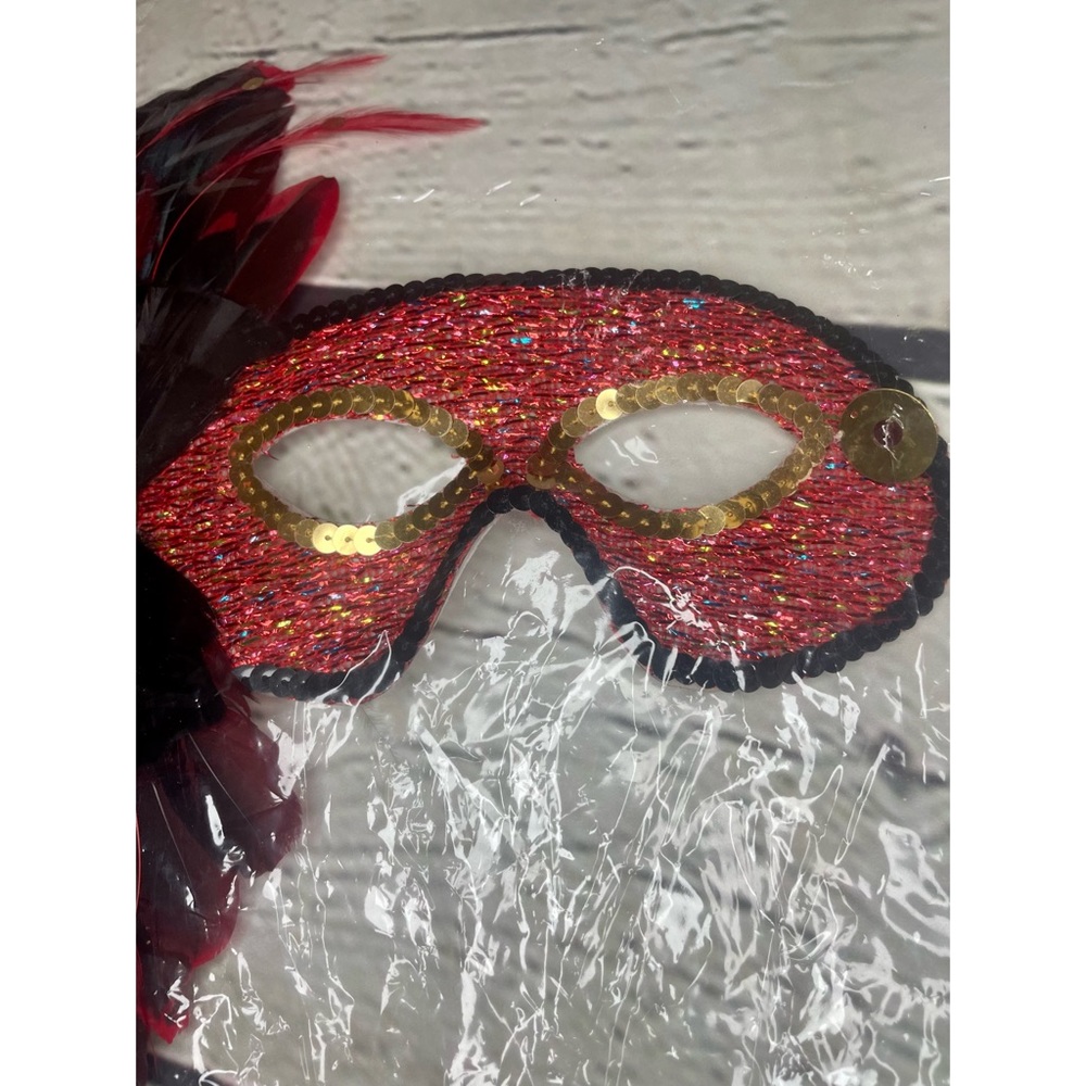 Red Sequin Masquerade Mask - Picture 5 of 15